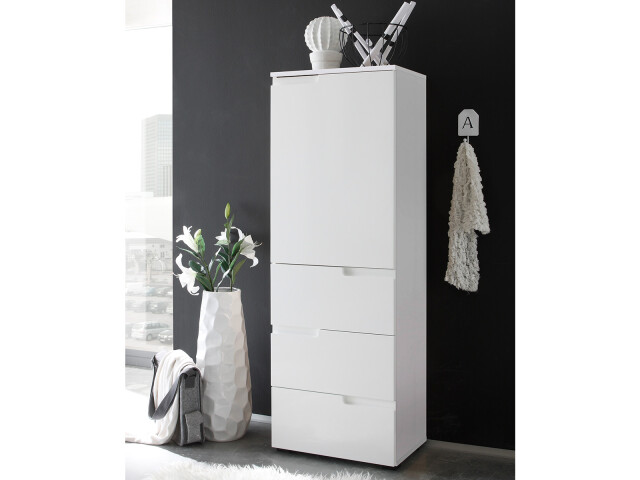 Aktenschrank >Suzette< in Weiß aus MDF - 50x145x35cm (BxHxT)