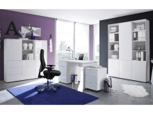 Aktenschrank >Suzette< in Weiß aus MDF - 50x216x35cm (BxHxT)
