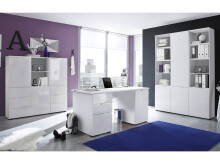 Büro-Set >Suzette< (3-teilig) in Weiß aus MDF - 150x216x35cm (BxHxT)