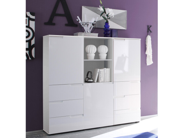Büro-Set >Suzette< (3-teilig) in Weiß aus MDF - 150x145x35cm (BxHxT)