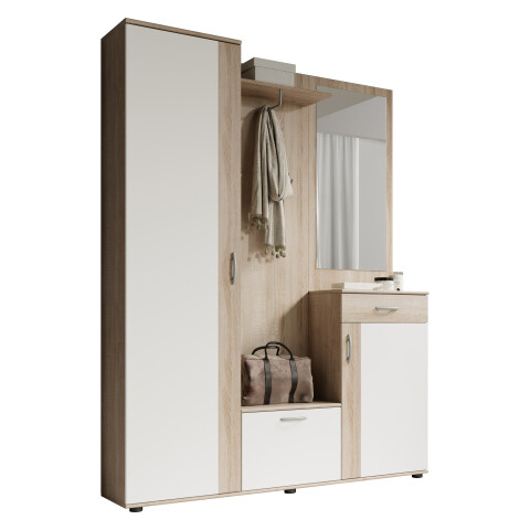 Garderoben-Set >Nessi< in Sonoma-Eiche - 145x184x29cm (BxHxT)