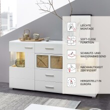 Sideboard >Kathlin< in Weiß/Matt aus Metall - 170x94x42cm (BxHxT)