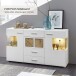Sideboard >Kathlin< in Weiß/Matt aus Metall - 170x94x42cm (BxHxT)