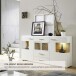 Sideboard >Kathlin< in Weiß/Matt aus Metall - 170x94x42cm (BxHxT)