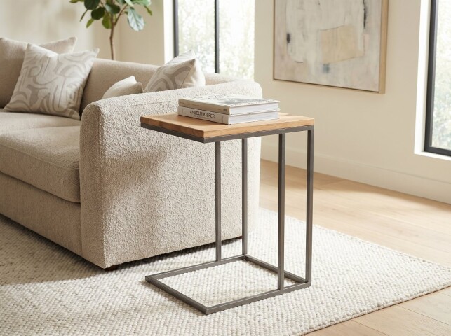 Beistelltisch >Rita I< in Wildeiche aus Metall - 38x62x43cm (BxHxT)