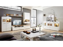Wohnwand >Kathlin< in Weiß/Matt aus Metall - 320x205x47cm (BxHxT)