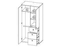 Kleiderschrank >Floris< in Sonoma-Eiche - 90x191x53cm (BxHxT)