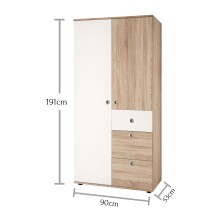 Kleiderschrank >Floris< in Sonoma-Eiche - 90x191x53cm (BxHxT)