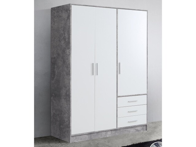 Kleiderschrank >Babbette< in Betonoptik - 144.6x200x60cm (BxHxT)