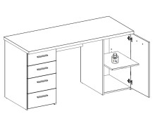 Schreibtisch >Balu< in Sonoma-Eiche Uni Weiß - 145x76,3x60cm (BxHxT)