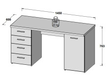 Schreibtisch >Balu< in Sandeiche Weiß matt - 145x76,3x60cm (BxHxT)