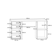 Schreibtisch >Balu< in Sandeiche Weiß matt - 145x76,3x60cm (BxHxT)
