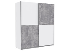 Schwebetürenschrank >Zorana< in Weiß Beton Lichtgrau - 170.3x190.5x61.2 (BxHxT)
