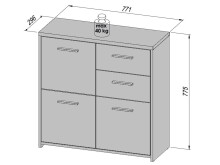 Kommode >Odessa< in Sonoma-Eiche Weiß - 77.2x77.5x29.6cm (BxHxT)