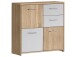 Kommode >Odessa< in Sonoma-Eiche Weiß - 77.2x77.5x29.6cm (BxHxT)