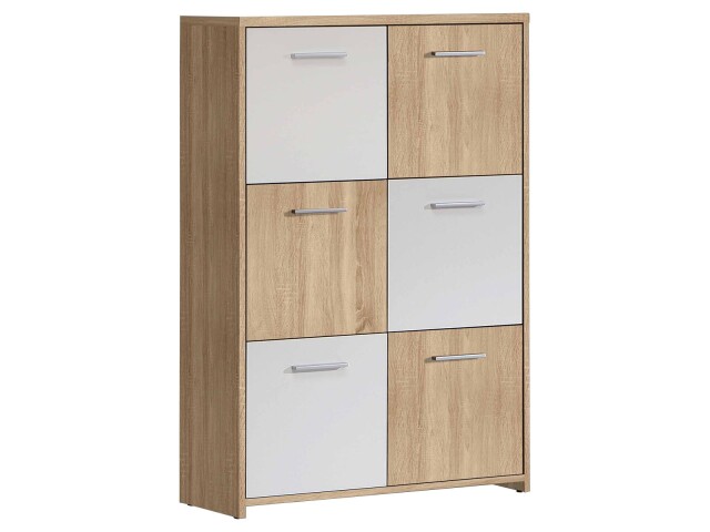 Kommode >Odessa< in Sonoma-Eiche Weiß - 77.2x112.7x29.6cm (BxHxT)