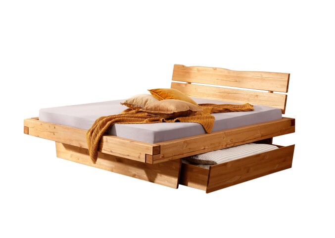 Bettschubkasten >Morant Bay< aus massiver Kiefer eichefarbig geölt - 140x25x60cm (BxHxT)
