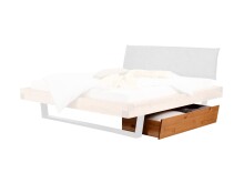Massivholzbett >Morant Bay< mit Bettkasten in Kiefer eichefarbig geölt - 198x87x221,5cm (B/H/T)