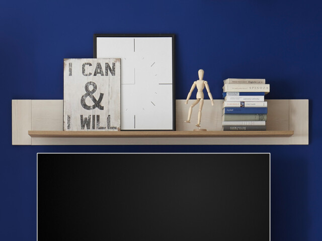 Wandboard >Briana< in New White aus MDF - 155x24x21cm (BxHxT)