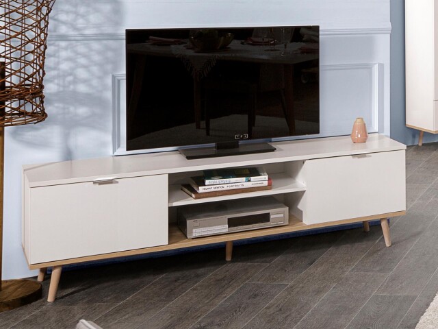 TV-Board >Dalarna< in Weiß aus Metall - 160x50x40cm (BxHxT)