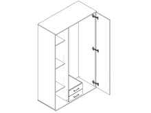 Kleiderschrank >Kitty II< in Sonoma-Eiche - 120x197x53cm (BxHxT)