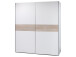 Schwebetürenschrank >Noni< in Weiß / Absetzung Sonoma-Eiche - 170x195x60 (BxHxT)