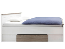 Bett >Lebbie< in Pinie Weiß - 186x91/49x42cm (BxHxT)