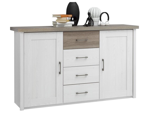 Sideboard >Lebbie< in Pinie Weiß - 150x90x42cm (BxHxT)