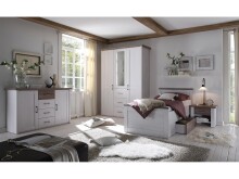 Kleiderschrank >Lebbie< in Pinie Weiß - 150x212x62cm (BxHxT)