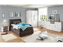 Nachtkommode >Lebbie< in Pinie Weiß Nachbildung - 60x49x42cm (BxHxT)
