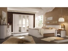 Nachtkommode >Lebbie< in Pinie Weiß Nachbildung - 60x49x42cm (BxHxT)