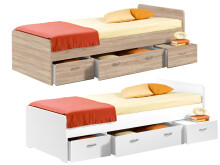 Bradford Modernes Einzelbett mit 3X Schubkästen 90 x...
