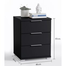 Nachtkommode >Nelli< in Schwarz - 46x61x42cm (BxHxT)