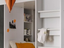 Etagenbett >Mimi< in Weiß/Betonoxid - 269x180x115cm (BxHxT)