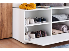 Sitzbank >Gandia< in Weiß matt / Weiß Hochglanz aus Metall - 90x47x38cm (BxHxT)