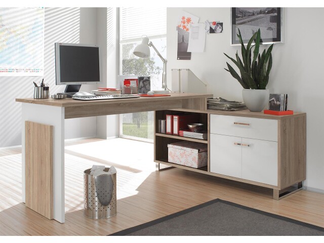 Eckschreibtisch >Margate< in Sonoma-Eiche - 140x62x40cm (BxHxT)