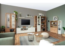 Vitrine >Ravenna I< in Honig-Eiche aus Glas - 80x191x40cm (BxHxT)