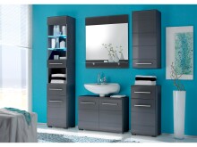 Wandspiegel >Corby< in Grau-Metallic Hochglanz aus...