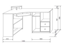 Eckschreibtisch >Marcel< in Sonoma-Eiche - 135x94x95cm (BxHxT)