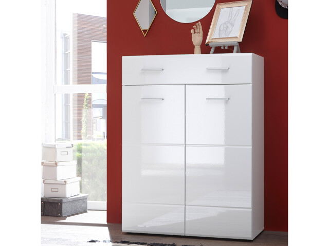 Schuhschrank >Olivia< in Weiß aus MDF - 90x122x40cm (BxHxT)