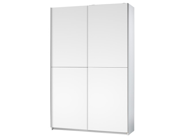 Schwebetürenschrank >Fred< in Weiß - 125x195.5x38cm (BxHxT)