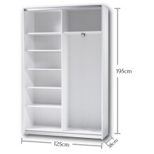 Schwebetürenschrank >Fred< in Weiß - 125x195.5x38cm (BxHxT)
