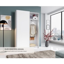 Schwebetürenschrank >Fred< in Weiß - 125x195.5x38cm (BxHxT)