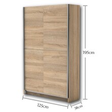 Schwebetürenschrank >Fred< in Sonoma-Eiche - 125x195,5x38cm (BxHxT)