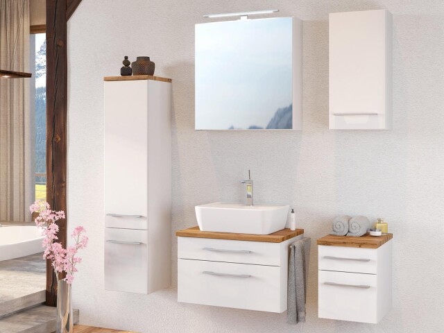 Badezimmer-Set >Davos< in Weiß Wotan Eiche Nachbildung - 140x47cm (BxT)