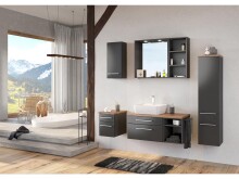 Badezimmer-Set >Davos< (6-teilig) in Graphit Grau-Matt Wotan Eiche Nachbildung