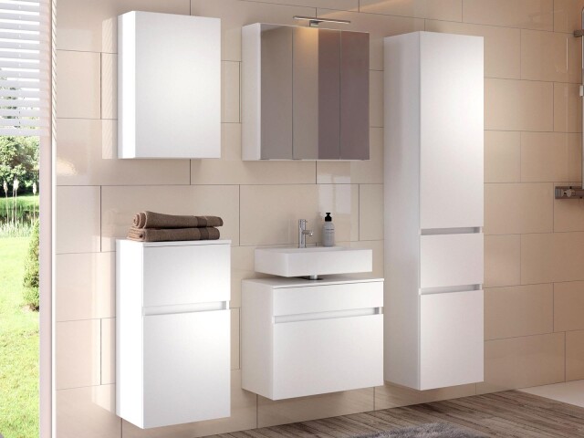 Badezimmer-Set >Baabe< (5-teilig) in Weiß - 170x47cm (BxT)