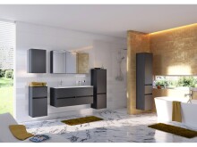Badezimmer-Set >Baabe< (5-teilig) in Grau-Matt Graphit - 210x47cm (BxT)