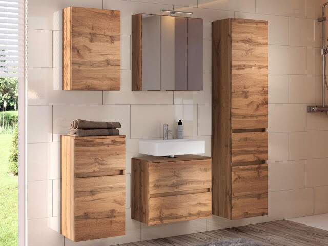 Badezimmer-Set >Baabe< (5-teilig) in Wotan-Eiche - 170x47cm (BxT)