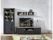 Vitrine >Jasmin< in Graphit aus Metall - 93x204x42cm (BxHxT)